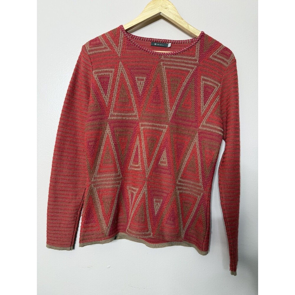 Sol Baby Alpaca Sweater Womens Medium Pullover Aztec Geometric